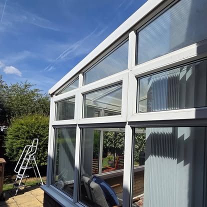 Glazed panels along the conservatory’s other side during the Chelmsford project